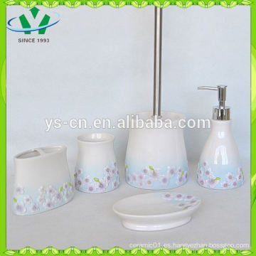 YSb50007-03 conjunto de baño de cerámica de flor púrpura